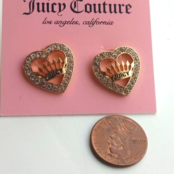 JUICY COUTURE Hearts earrings| juice couture women's rhinestone earrings NEW - Picture 5 of 8